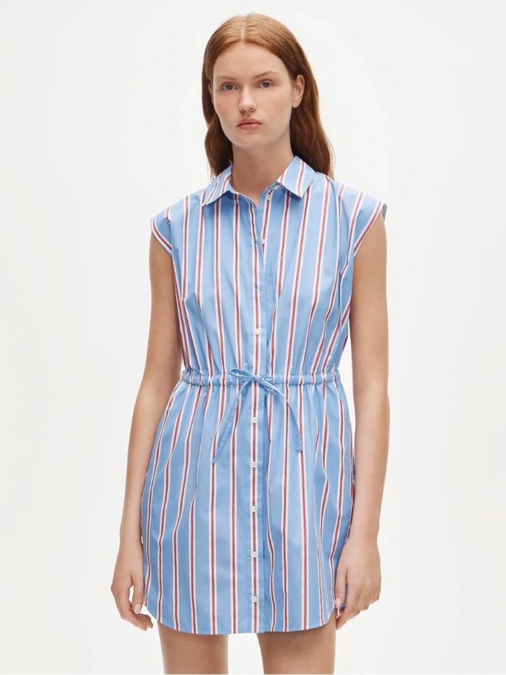 J.Crew Cap-sleeve shirt-dress in striped cotton poplin Size 14T NWT